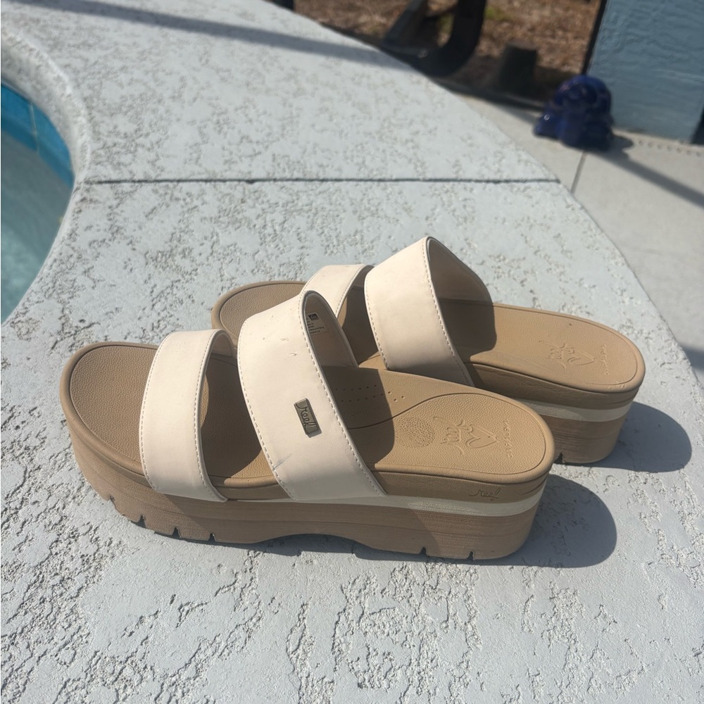 Reef Cream Platform Sandals